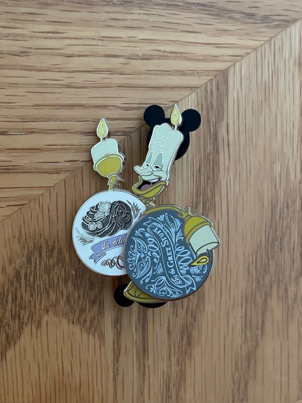 Beauty and the Beast Lumiere "Try the Grey Stuff" Slider Plate Pin